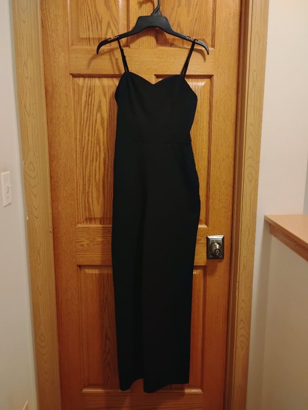Crystal Sky Black Pants Jumpsuit w/Pockets Back Zip V-Neck Women's Size S